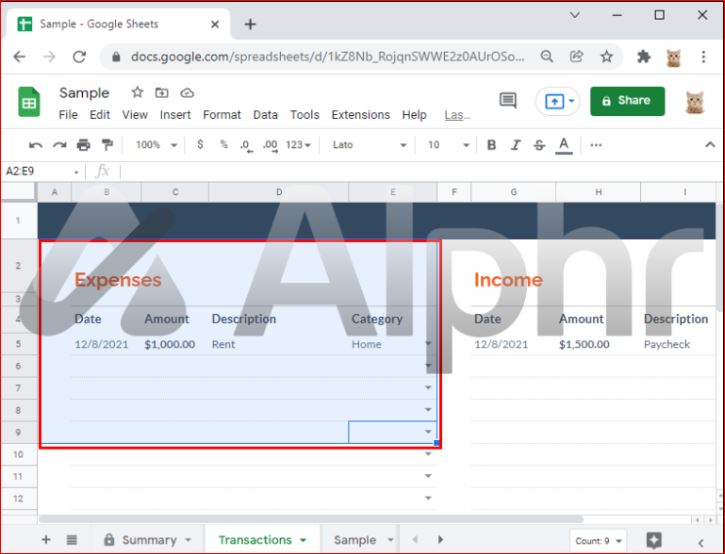 Click the visible cells to be copied