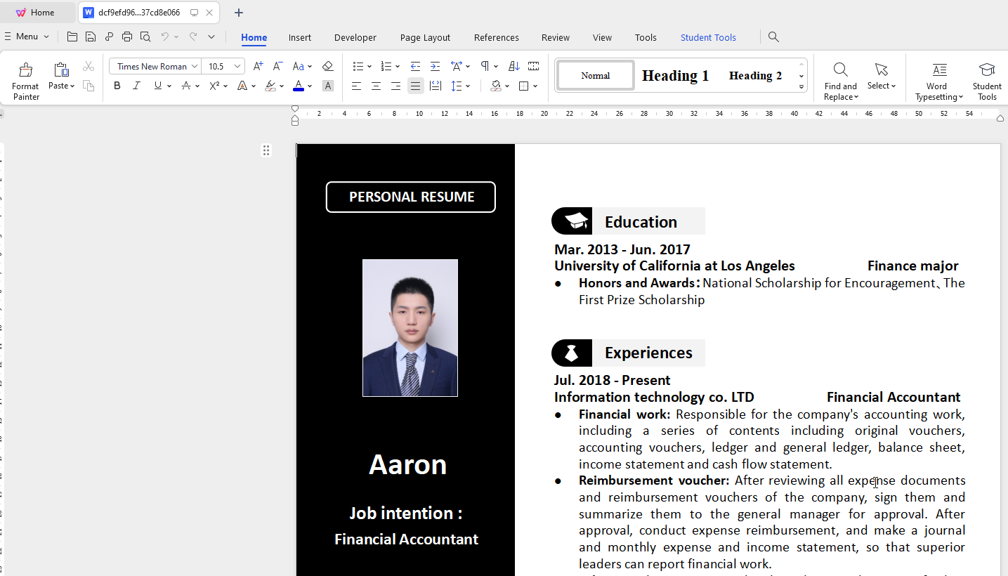 open template in WPS Office