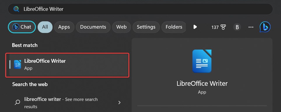 “Launch LibreOffice Writer”