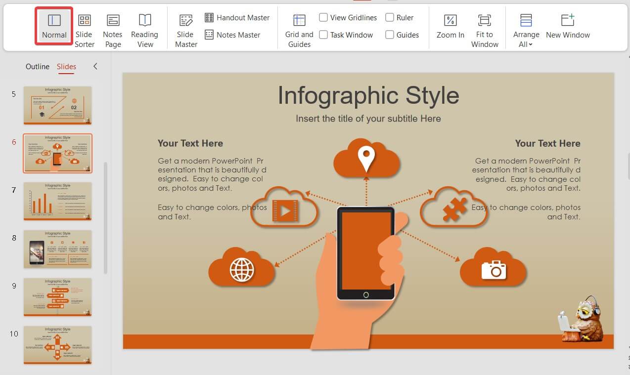 “Normal view in WPS Presentation”