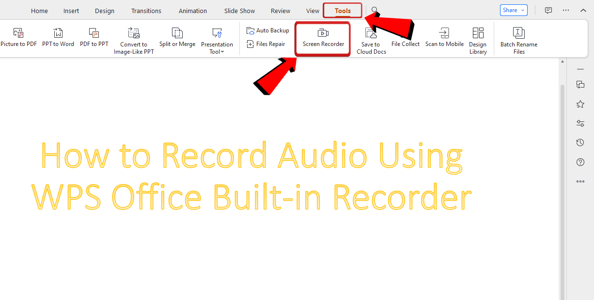 WPS Presentation screen recorder