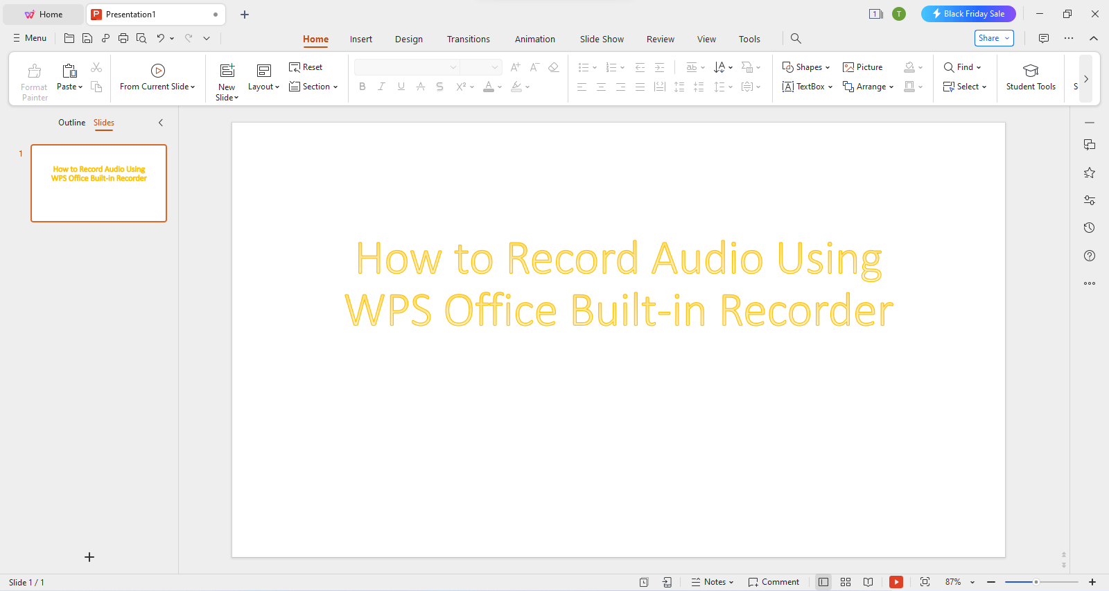 WPS Presentation interface