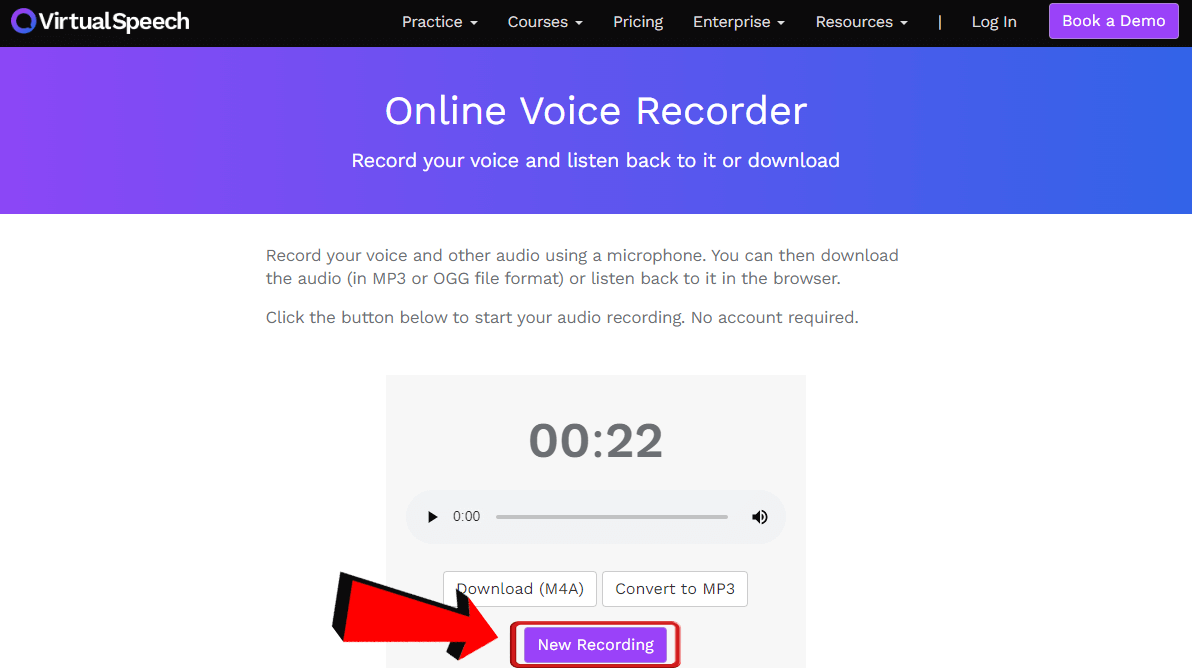 VirtualSpeech new recording