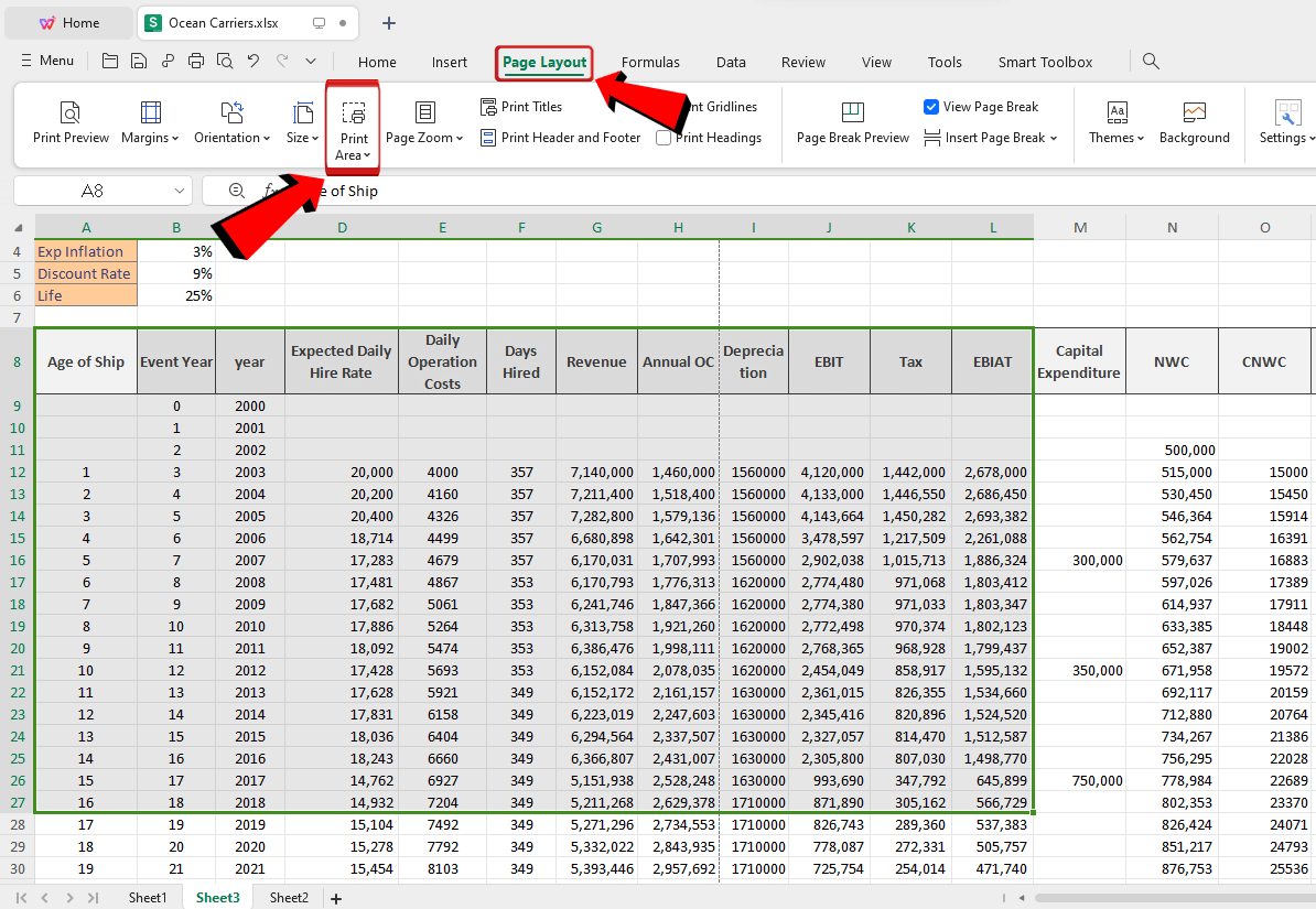 WPS Office Page layout tab