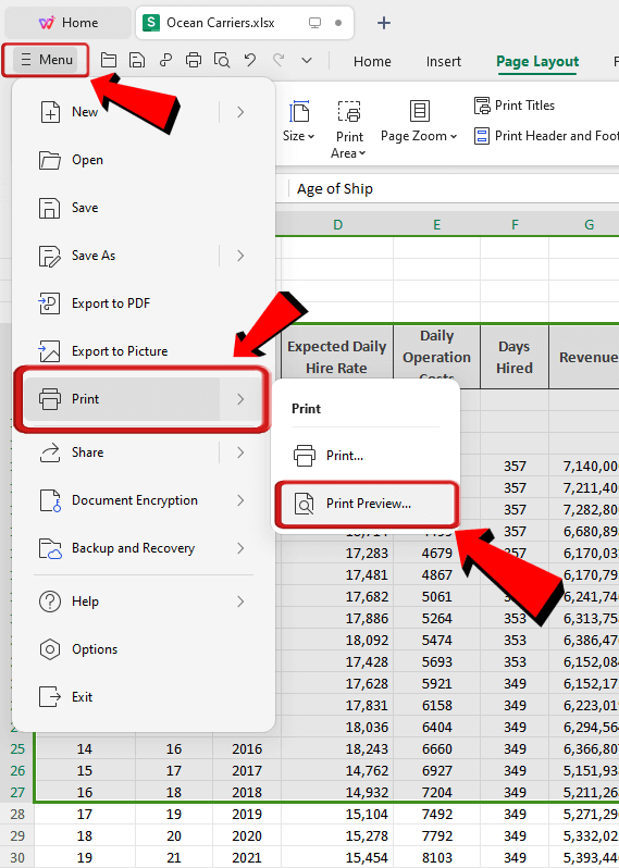 WPS Office Main menu