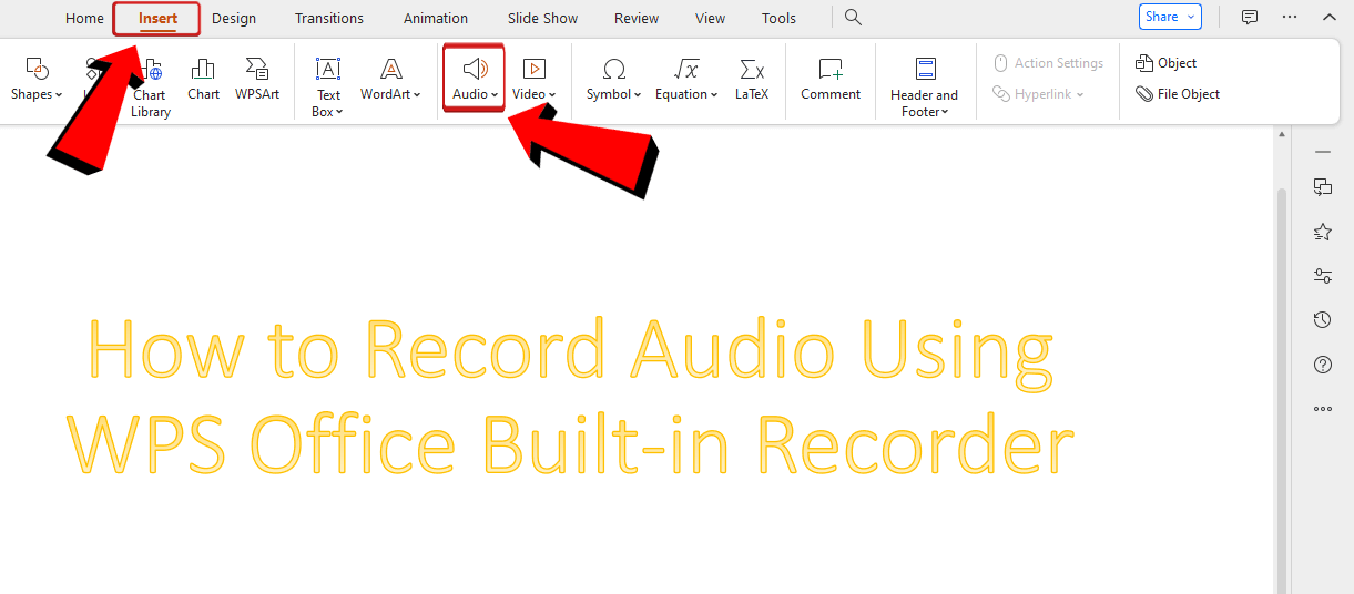 WPS Presentation insert tab