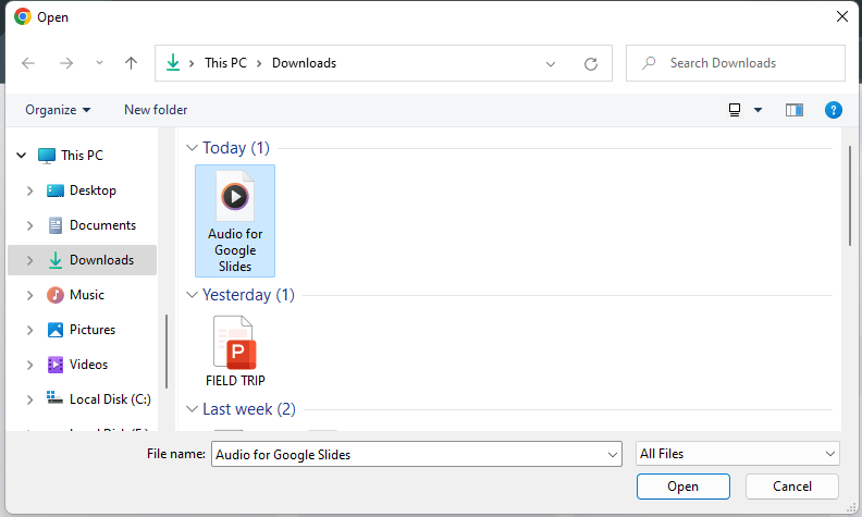 Google Drive upload audio
