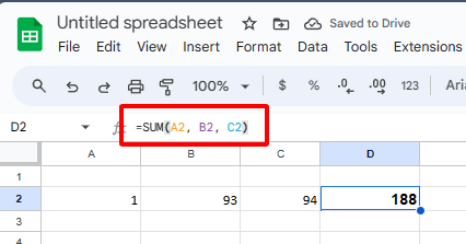 Input the SUM Formula