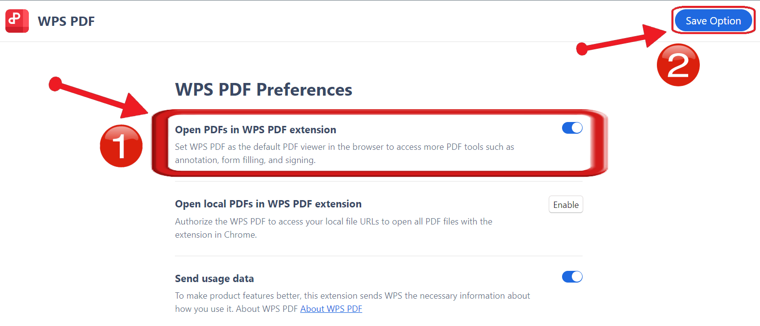 Make WPS PDF Extension default PDF Viewer on Chrome