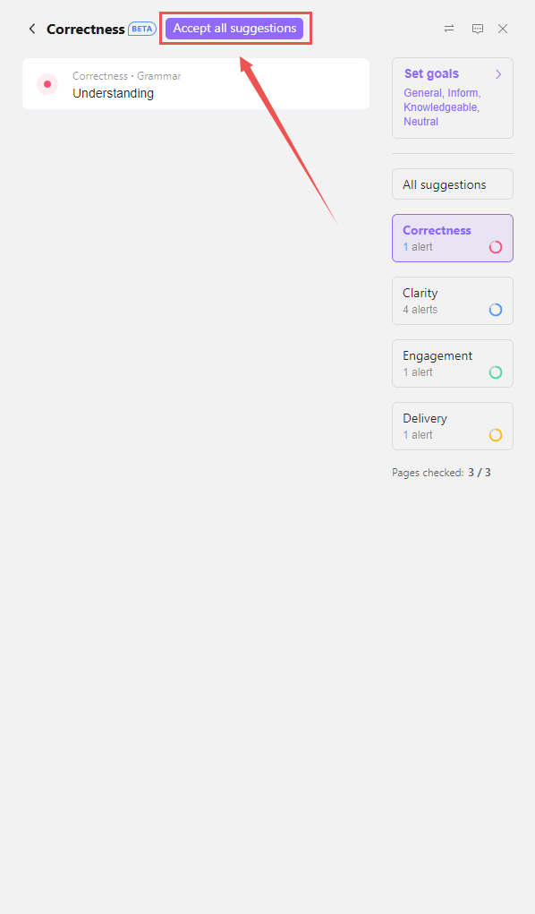 WPS AI Proofreader one click to accept all suggestions