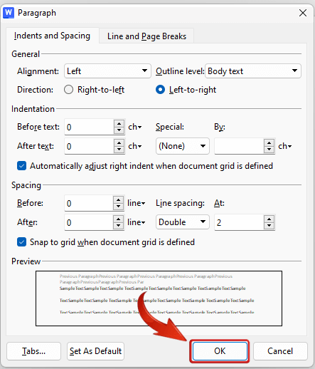 WPS Office exit Paragraph settings