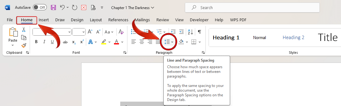 Microsoft Word Line and Paragraph Spacing
