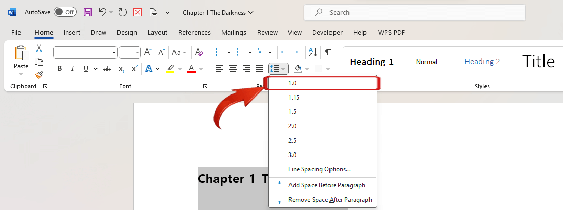 Microsoft Word Single Line Spacing
