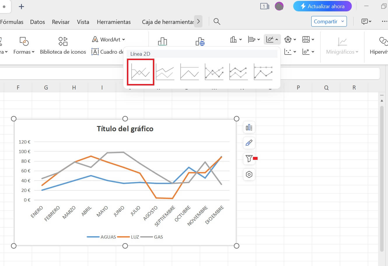 Escoger gráfico de líneas de WPS