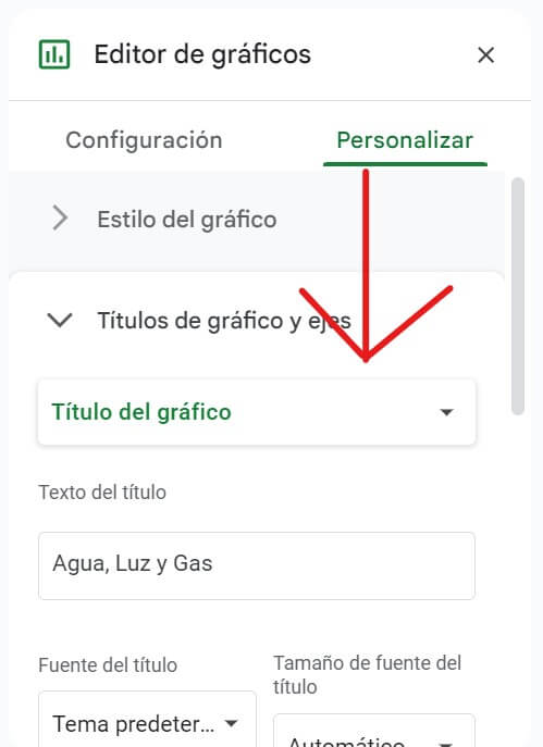 Editar gráfico de líneas en Google Sheets
