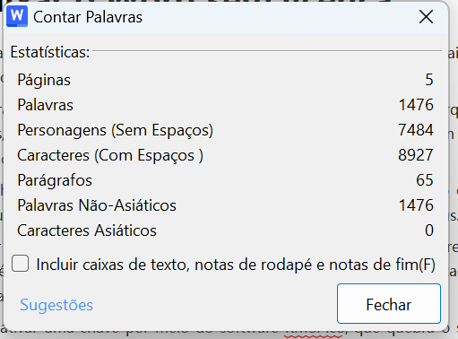 contador de palavras e caracteres do WPS