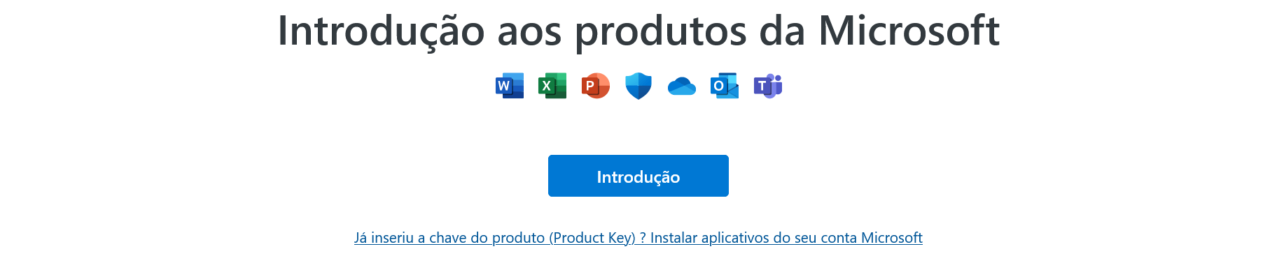 página de ativação do Office