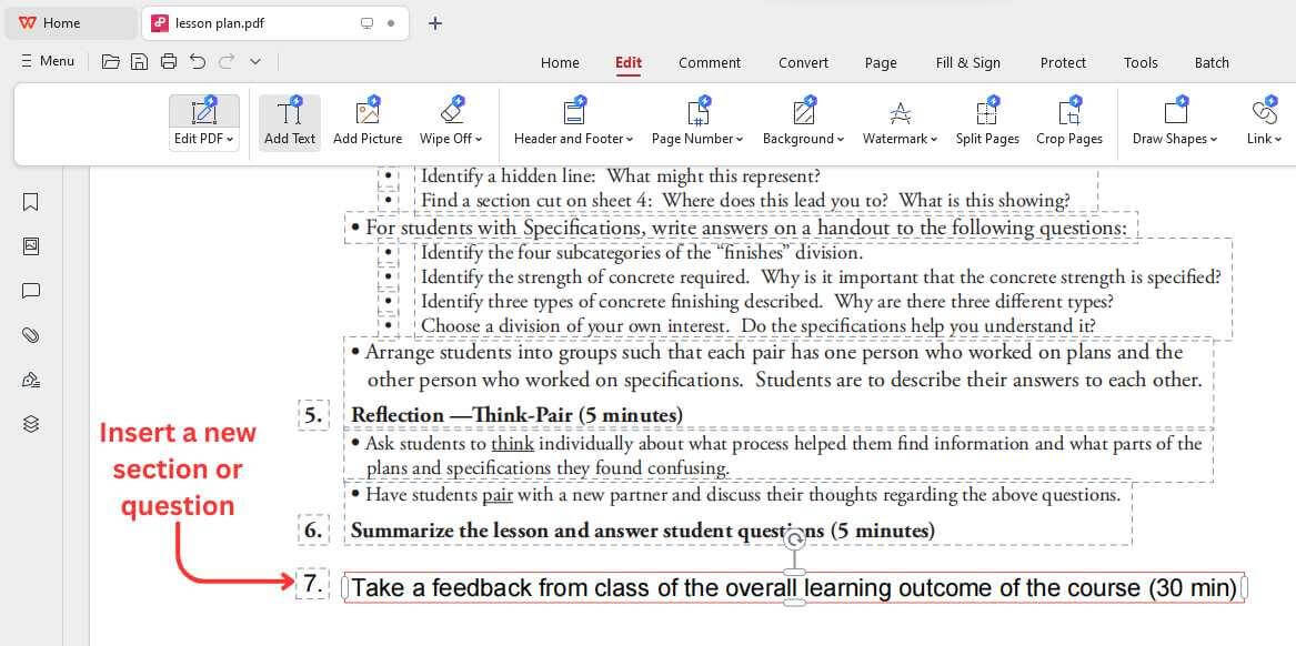 Fitur Tambah Teks PDF WPS