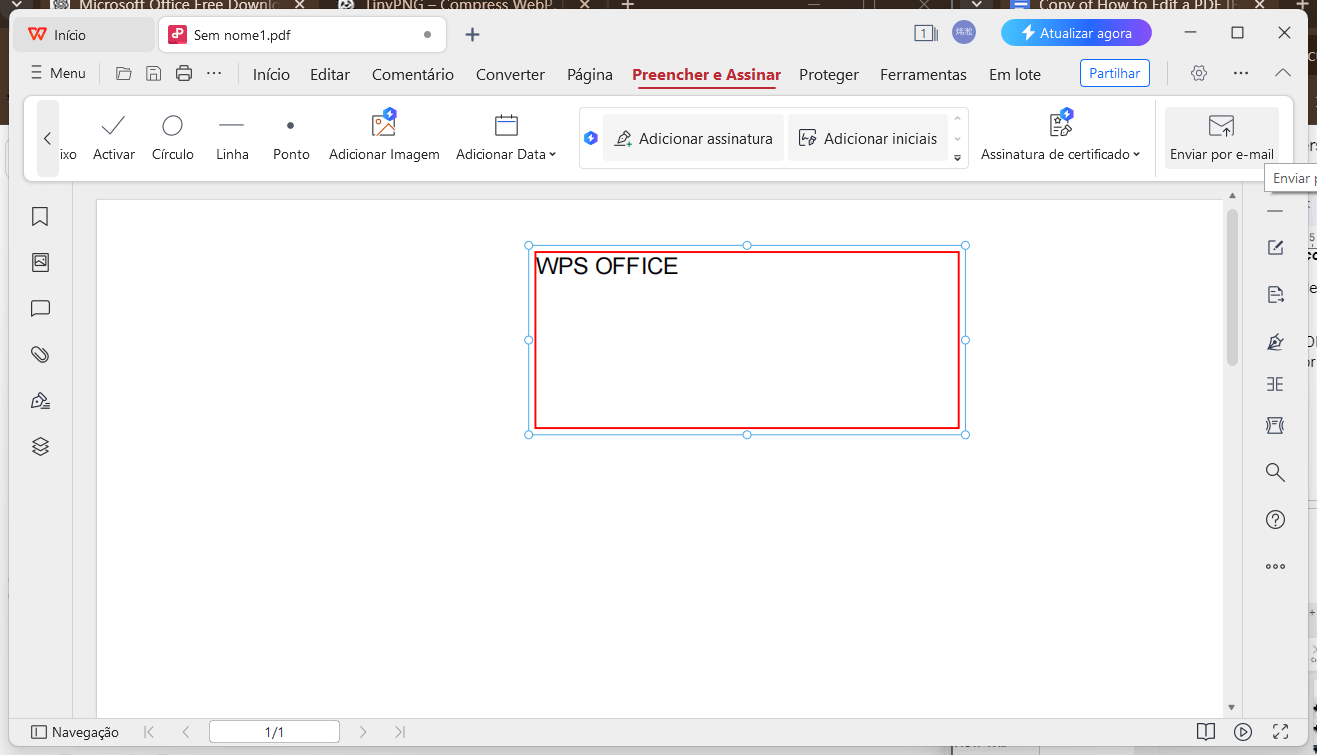 Enviar PDF por e-mail usando Editor de PDF do WPS