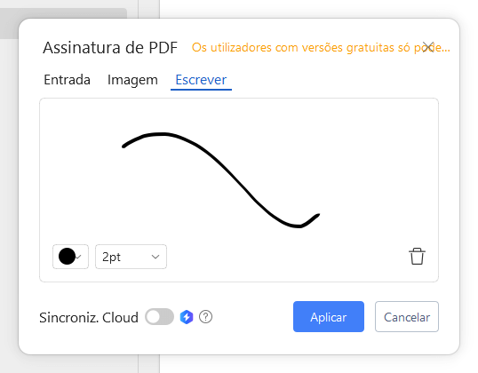 Criar uma nova assinatura no Editor de PDF do WPS