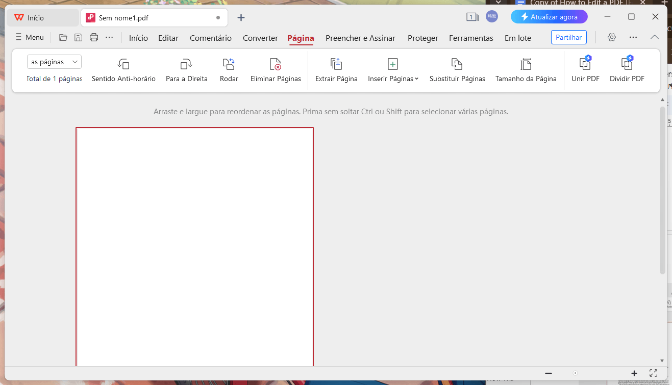 Rearranjar páginas do PDF do WPS