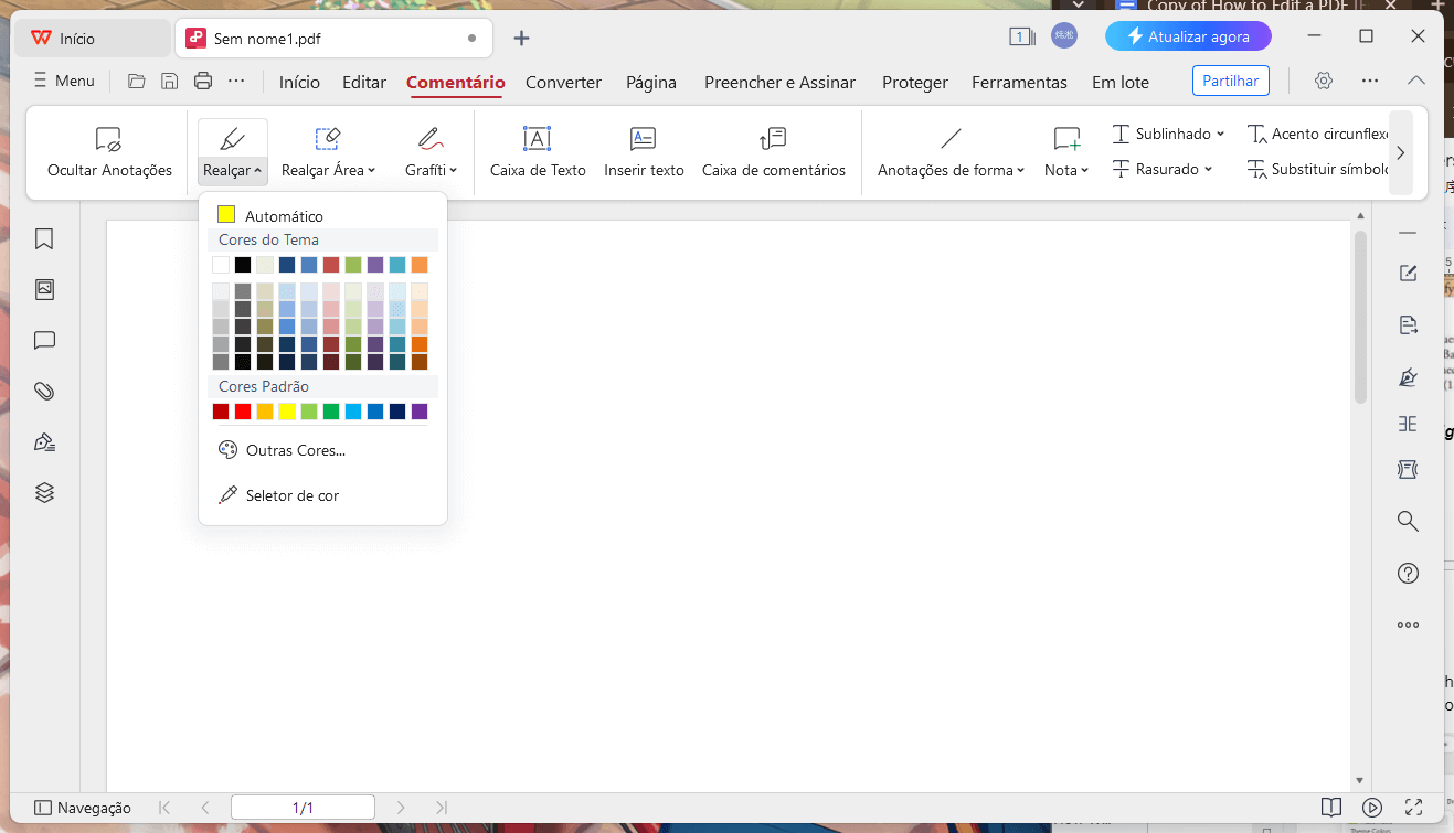 Alterar a cor do destaque no Editor de PDF do WPS