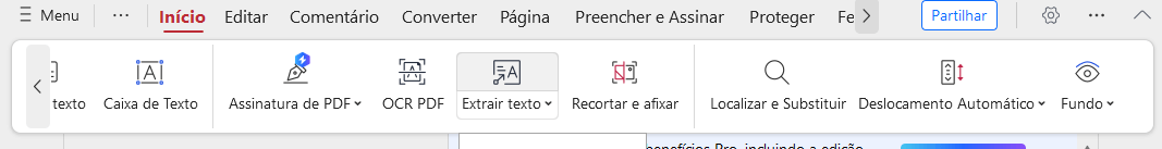 Ferramenta de extração de texto do Editor de PDF do WPS