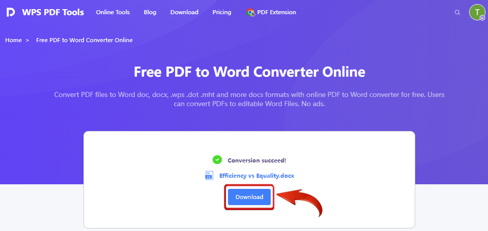 Download your converted Word file