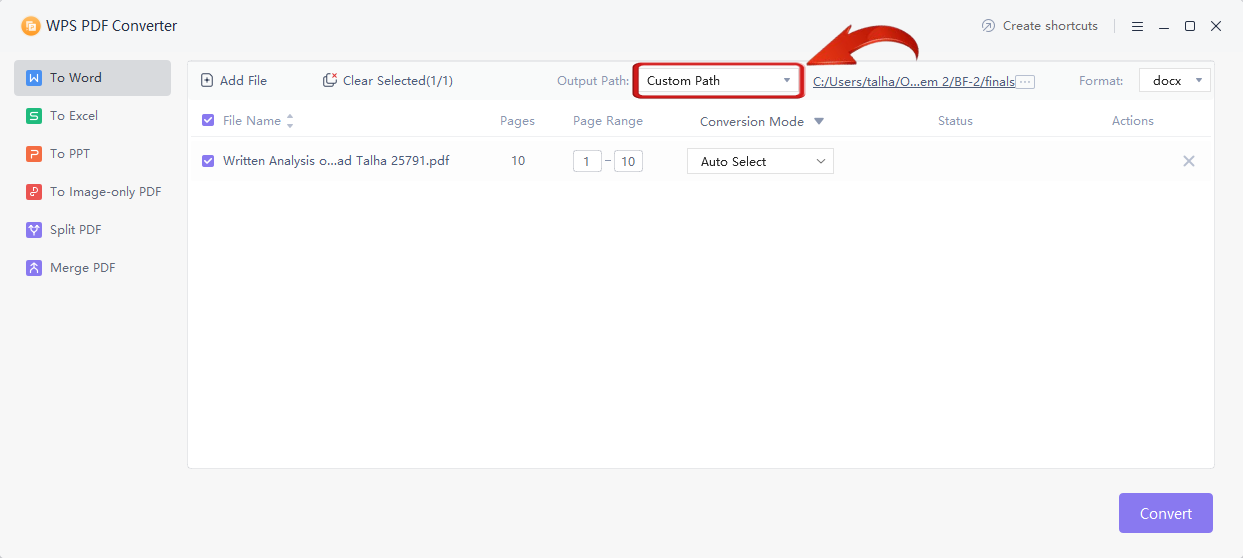 Change Output path