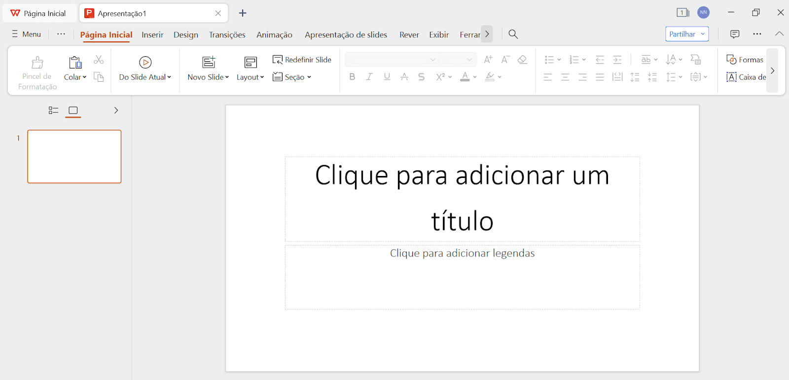 interface do Apresentações do WPS interface do Apresentações do WPS