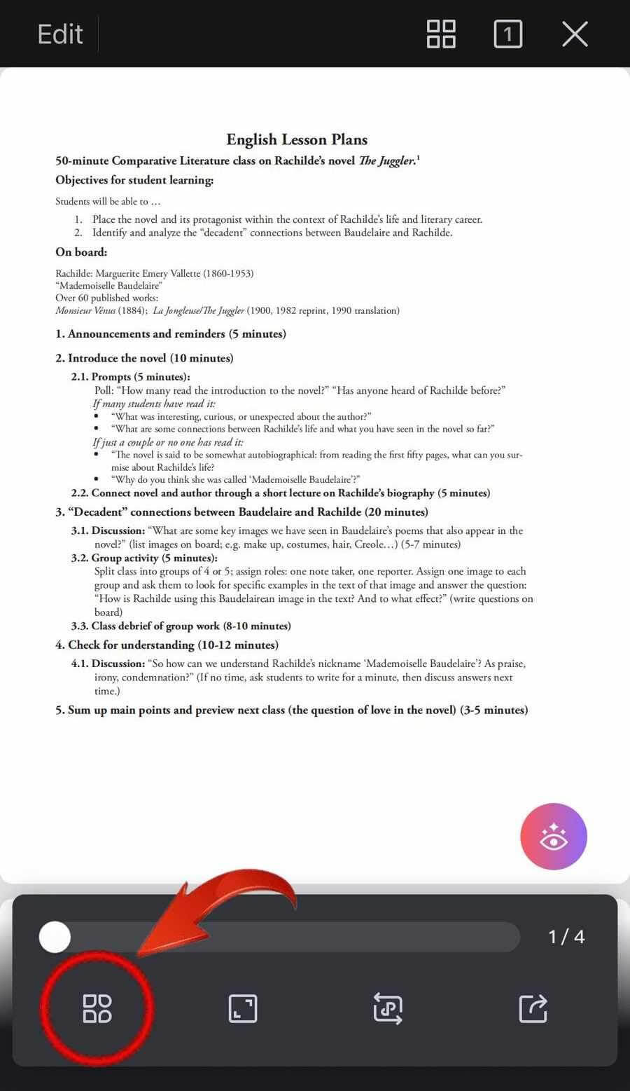 Menu do WPS Office Mobile