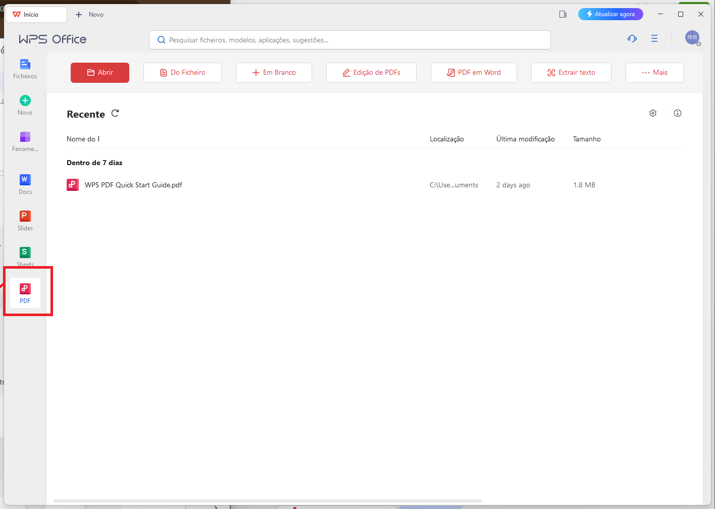 Abra o WPS Office Abra o WPS Office