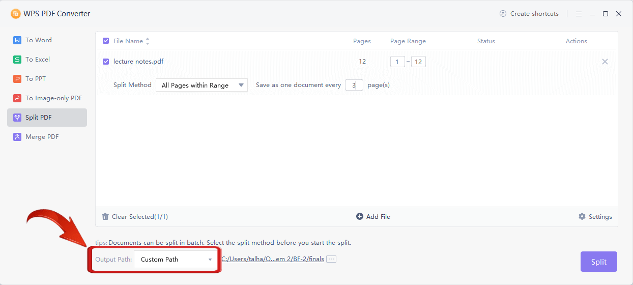 Change Output path