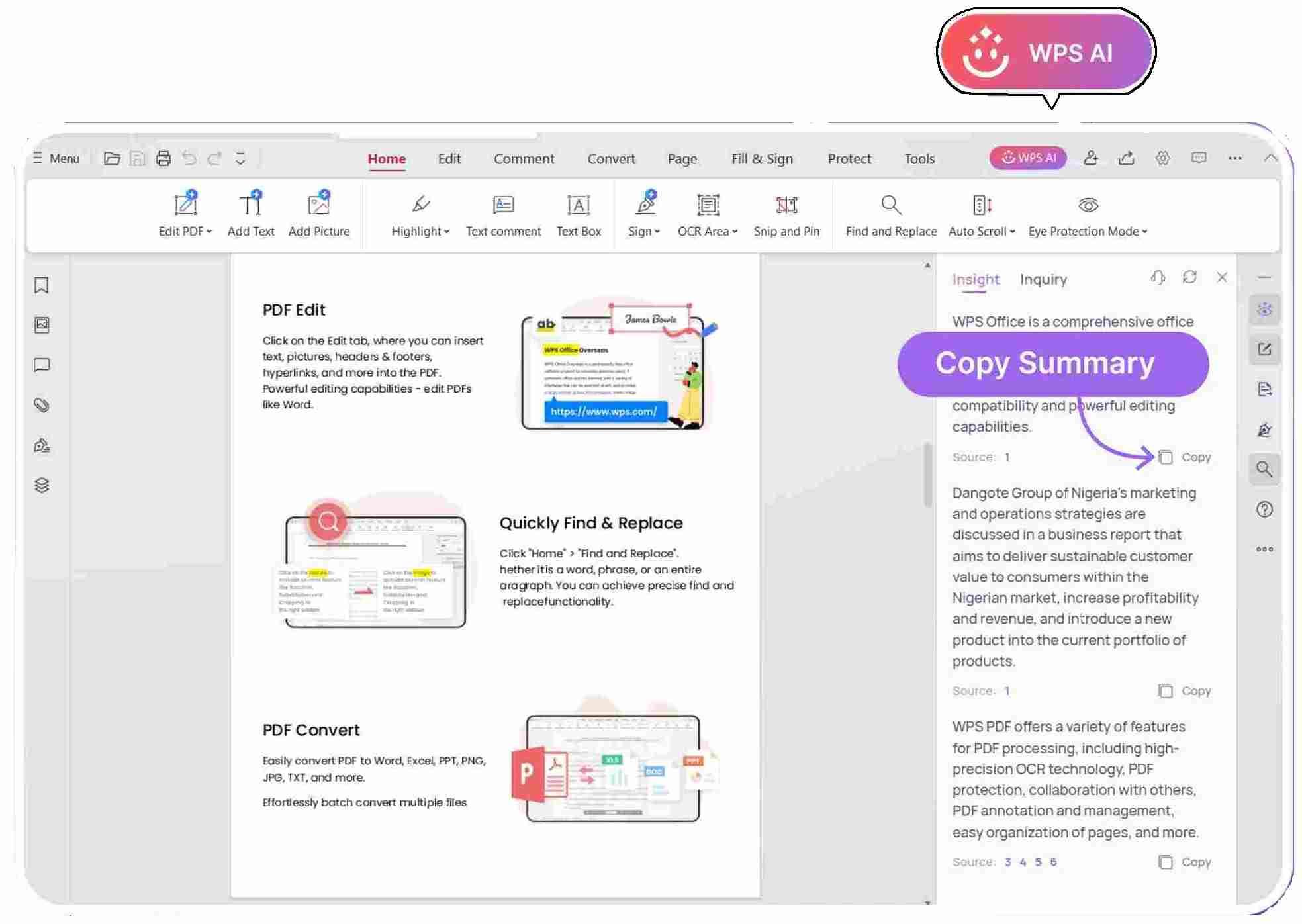 WPS AI PDF Summarization