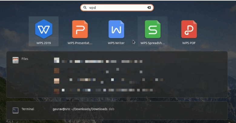 WPS sur Ubuntu Dash