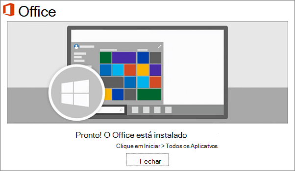fim da instalação do Office 365 Educação