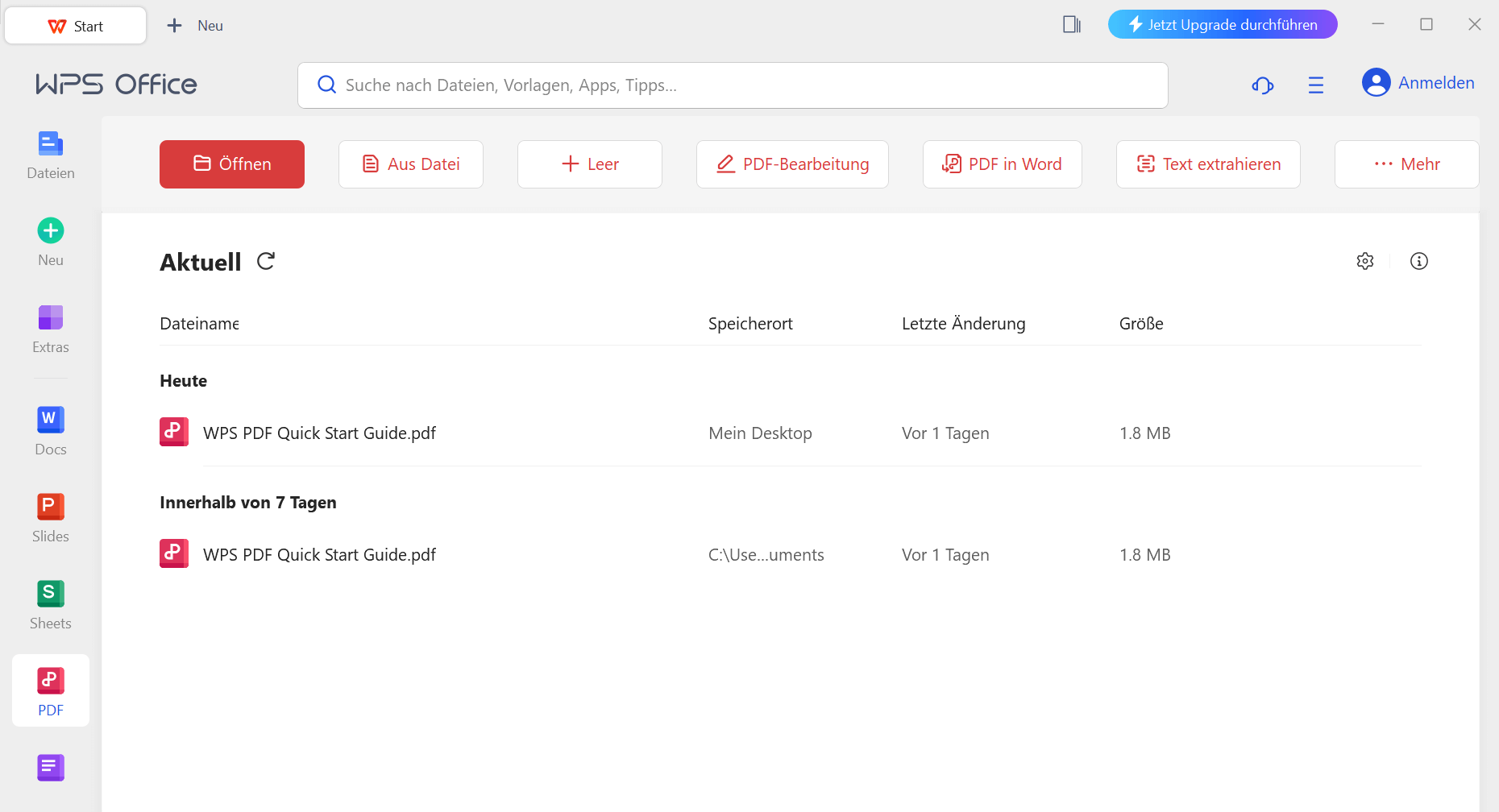 Klicke auf Öffnen, um die gewünschte Datei zu öffnen