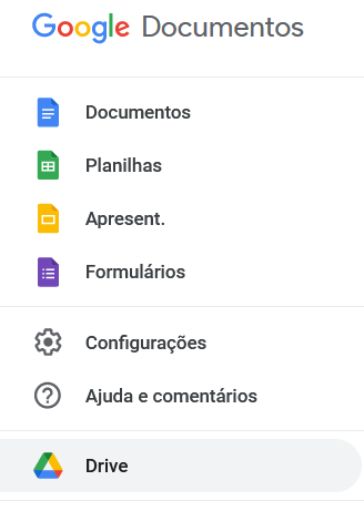 menu do google docs