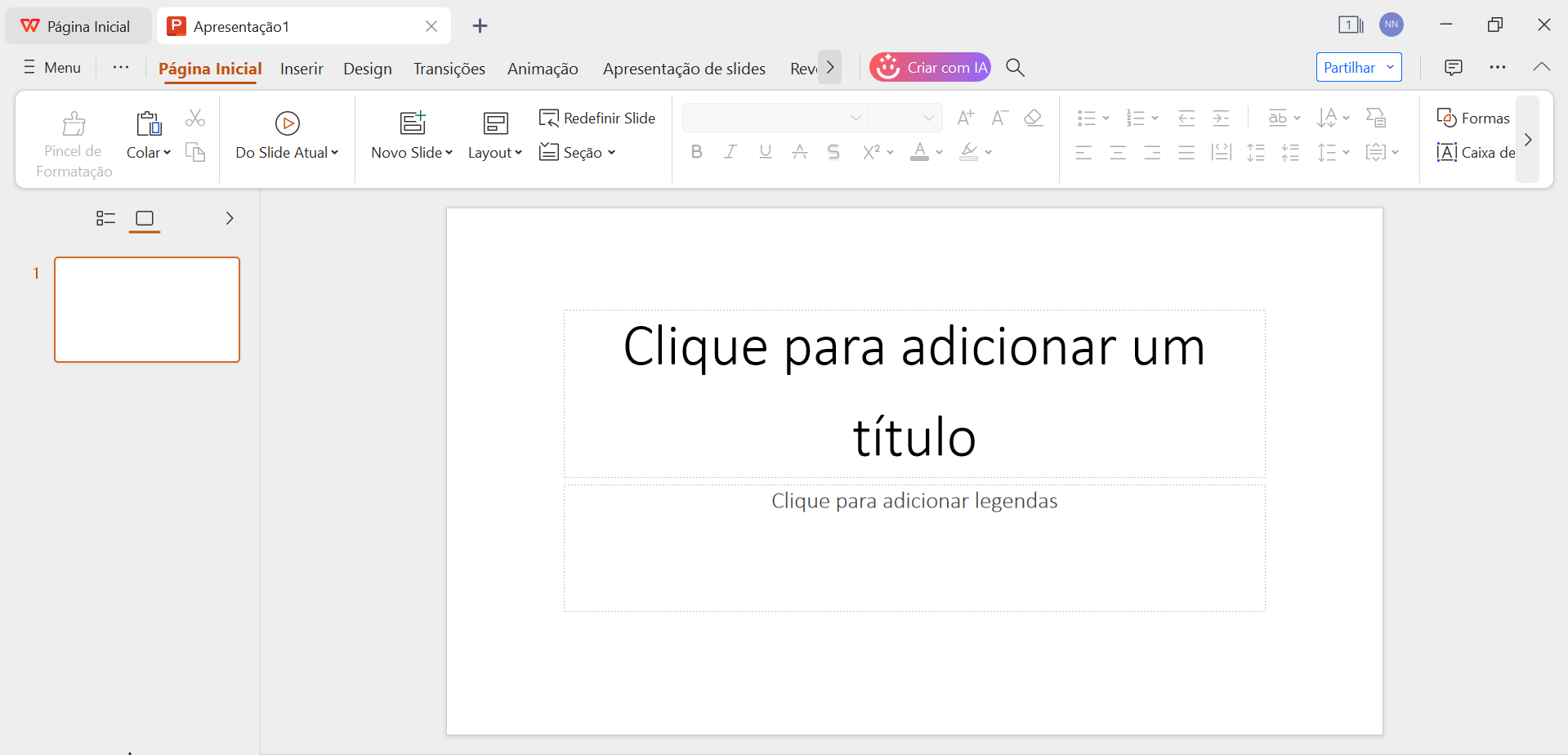 interface do Slides do WPS