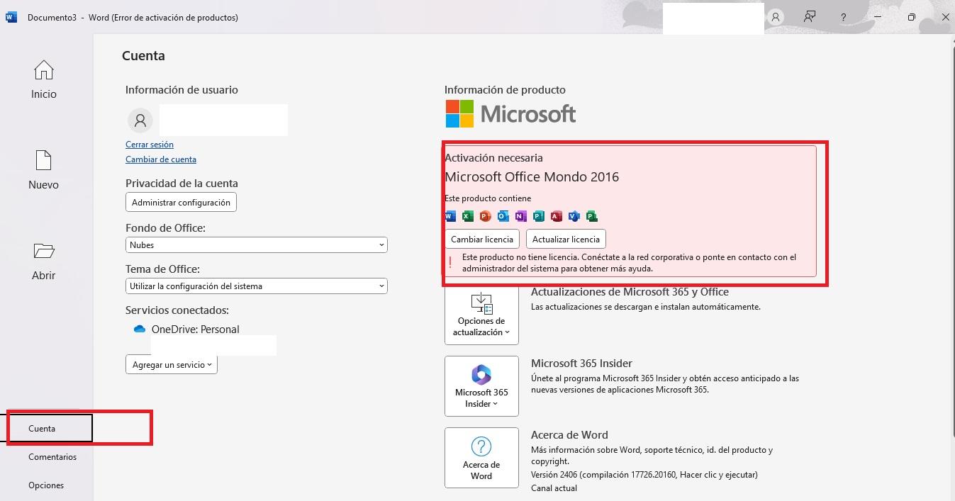 Activar el Producto Microsoft Office 2016