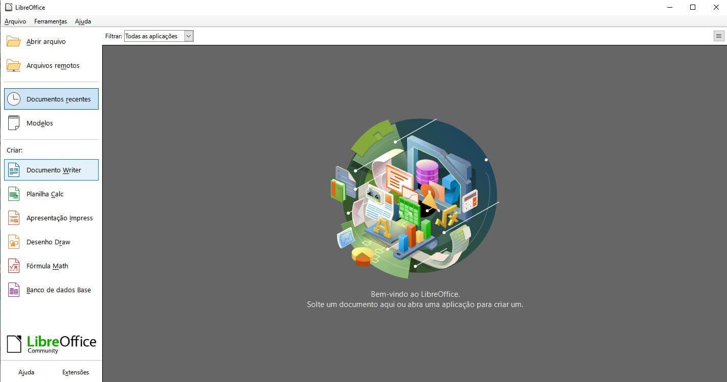 abrindo o LibreOffice