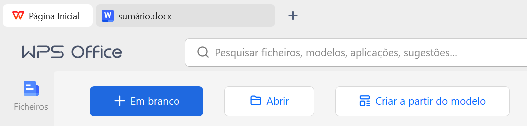 abrindo um arquivo no WPS Office