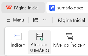 botão de atualizar sumário no WPS