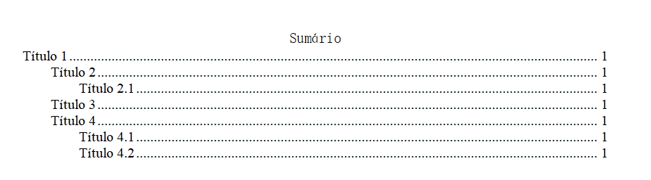 sumário no WPS Office