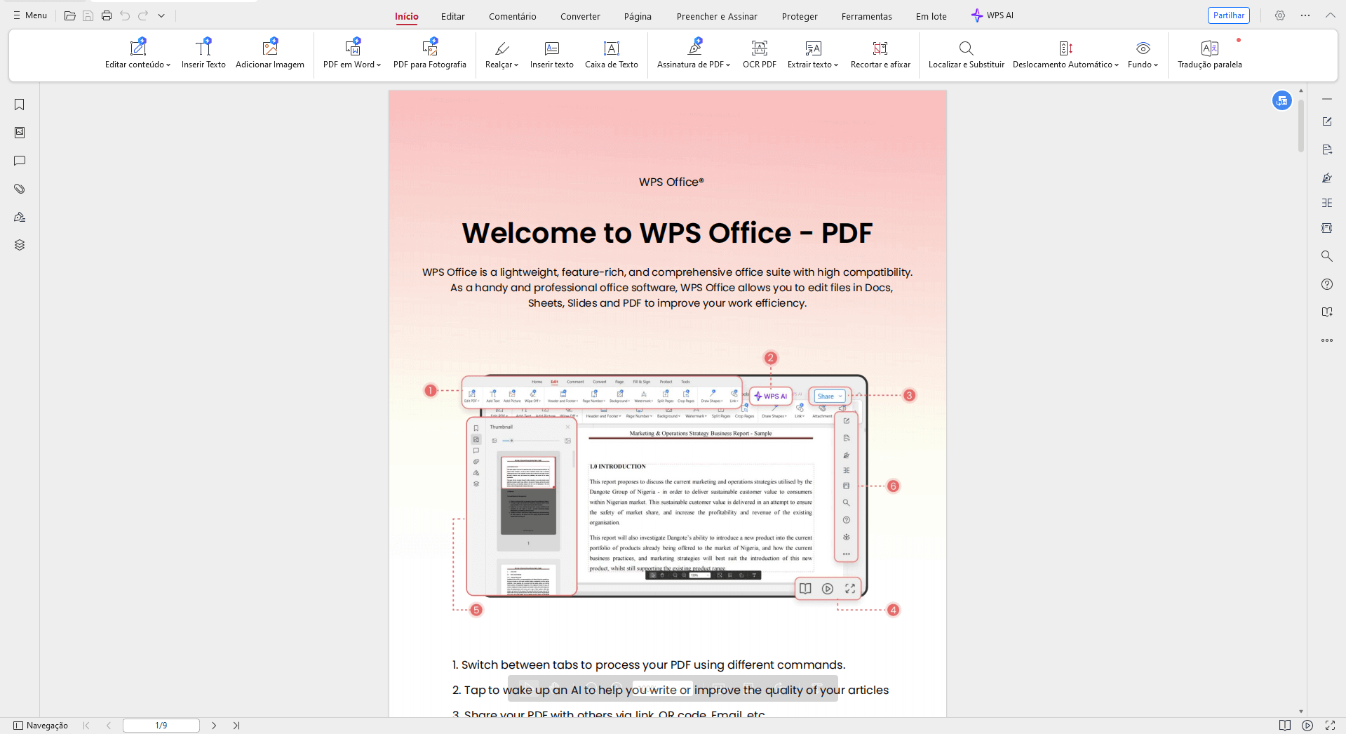 Formatação do arquivo PDF traduzido pelo WPS AI