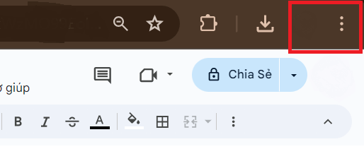 Nút tùy chọn trên Chrome