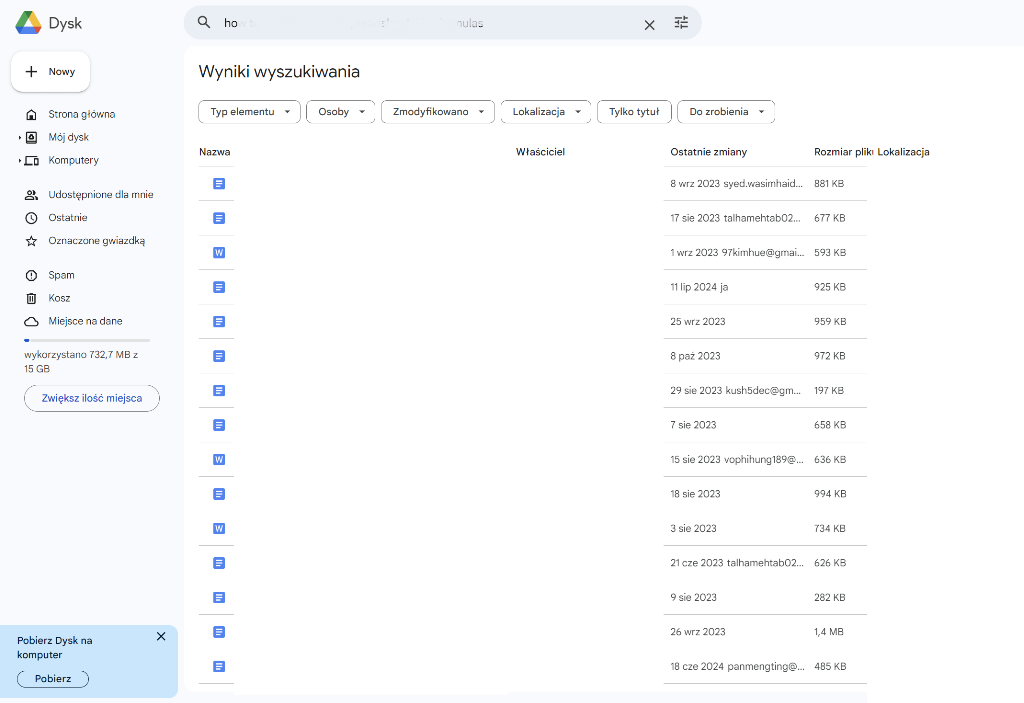 Wybieranie wielu plików w Google Slides