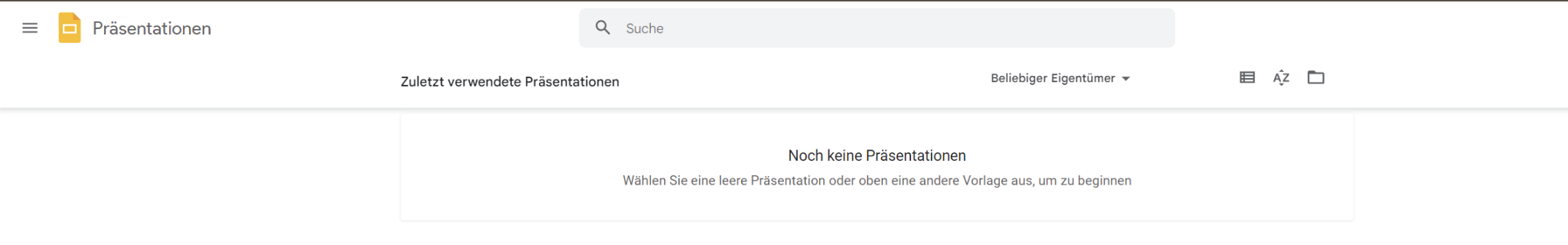 Google Slides-Startseite