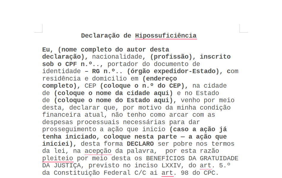 Como Criar uma Declaração de Hipossuficiência no Word?
