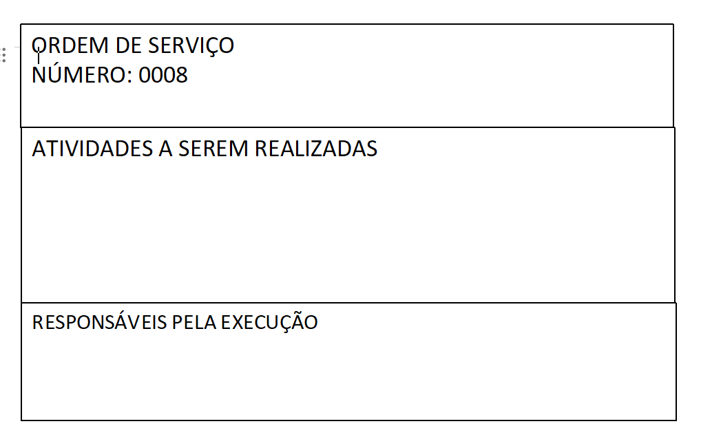 preenchimento da ordem de serviço